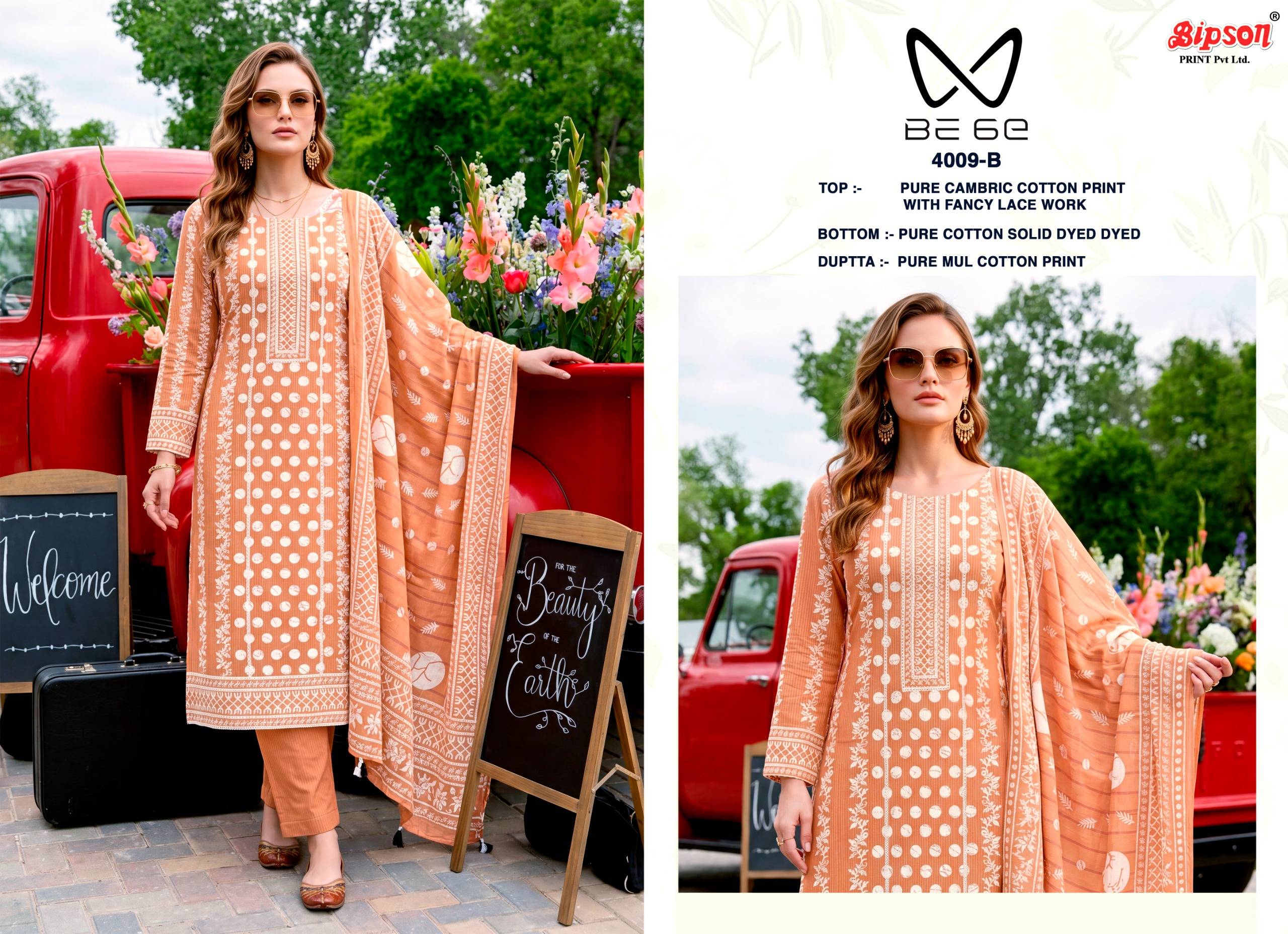 BE 6E - 4009 Series By BIPSON PRINTS Stylish Beautiful Colourful Pure Cotton Dresses At Wholesale Price